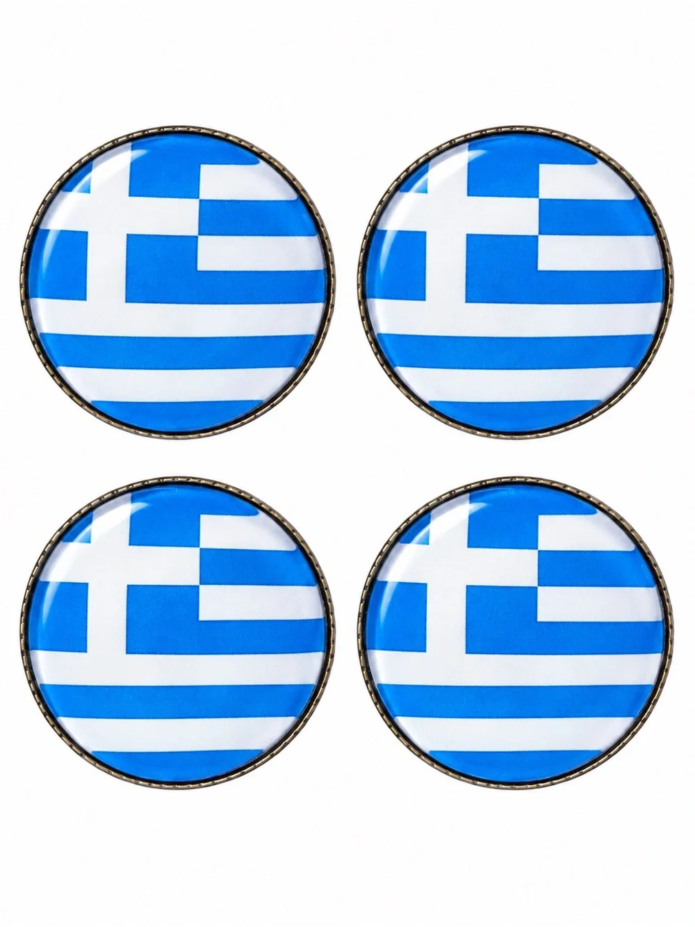 Blue and White Greek Flag Round Enamel Lapel Pin - Men's Accessory